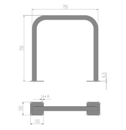 Arceau vélo galvanisé VELO755GAL VISO en U inversé 750x750 mm, tube Ø50 mm