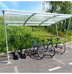 Abri à vélo acier galvanisé Toit polycarbonate 3,5 m | IDEQUIP