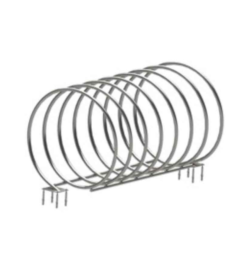 Rack à vélos inox forme ressort – Double face 9 vélos | IDEQUIP Rack à vélos inox forme ressort – Double face 9 vélos | IDEQUIP