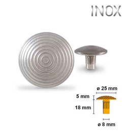 Clou podotactile strié VISO Ø25 mm – Inox, laiton ou aluminium noir