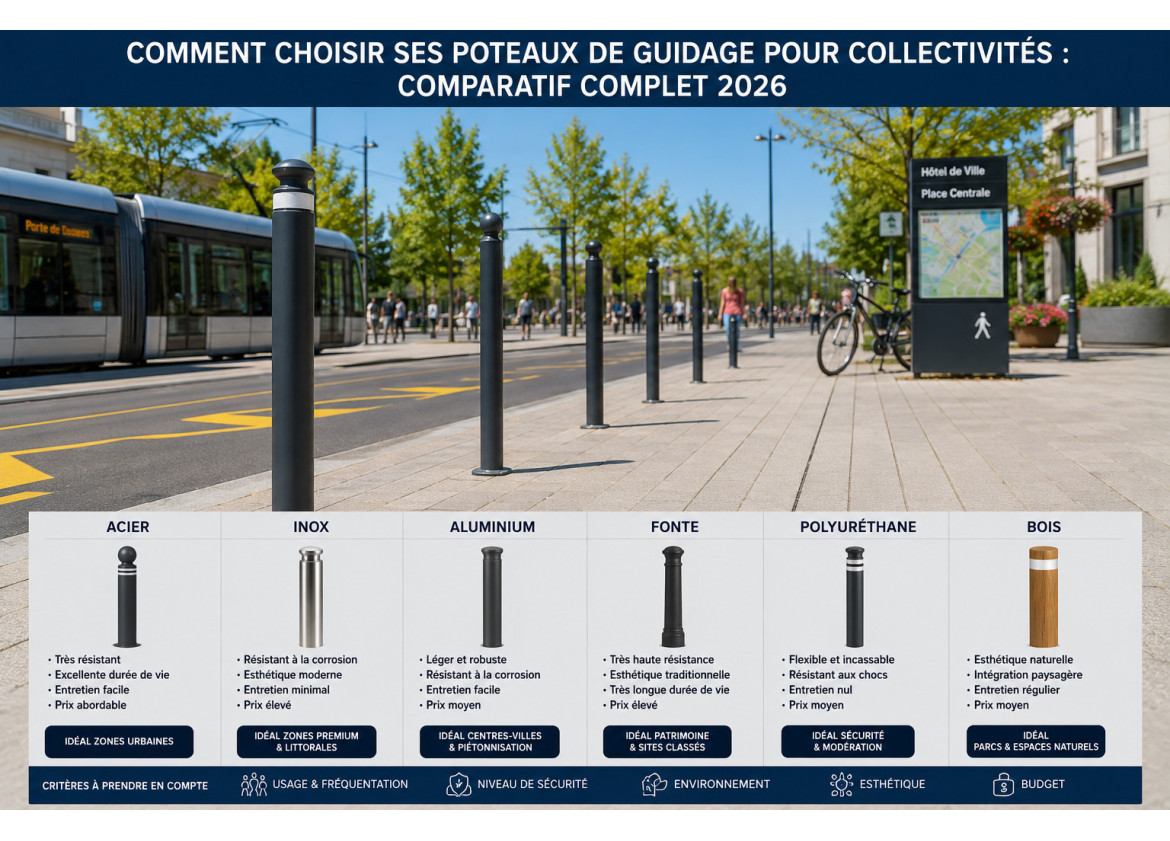 Comment choisir ses poteaux de guidage pour collectivités : comparatif complet 2026
