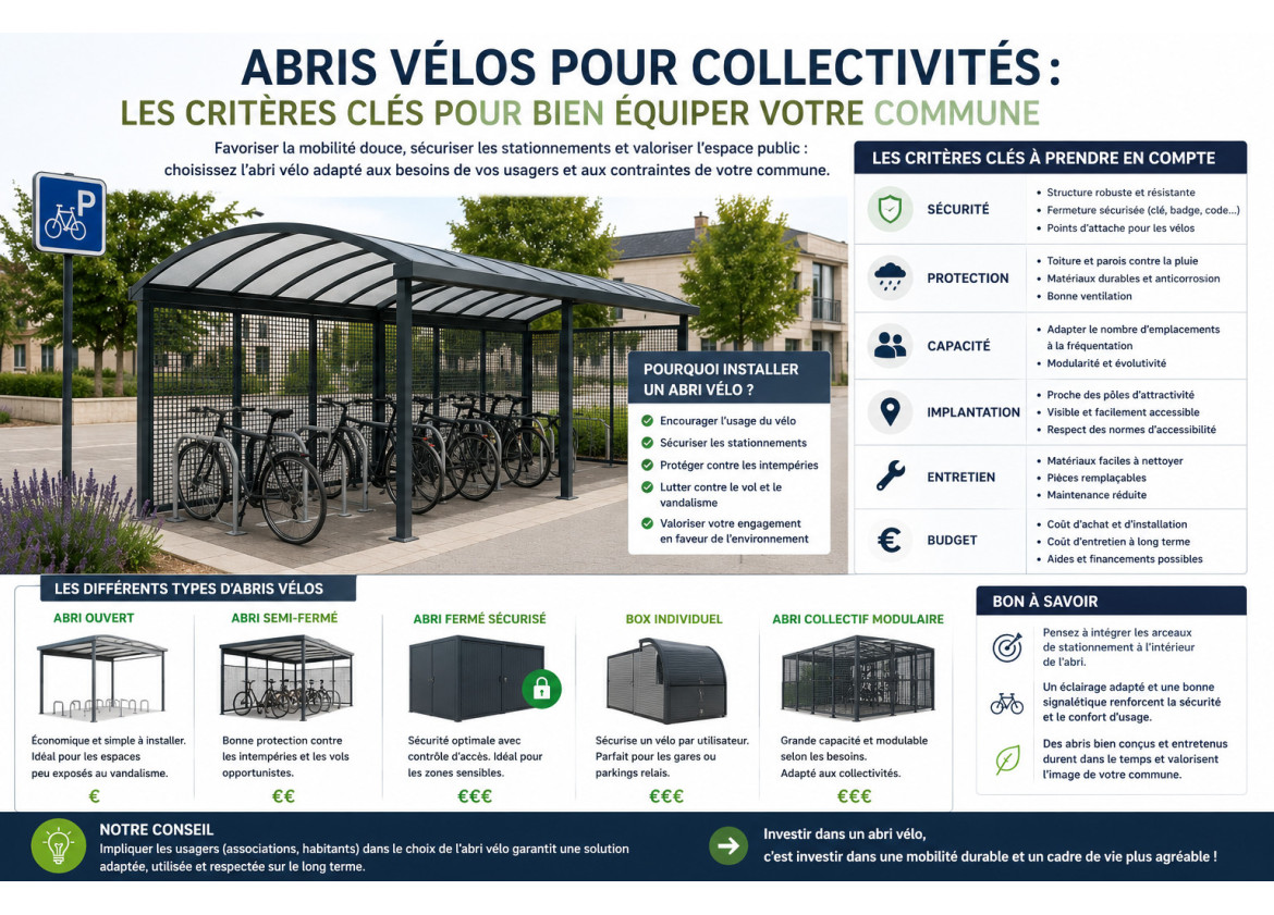 Abris vélos pour collectivités : les critères clés pour bien équiper votre commune